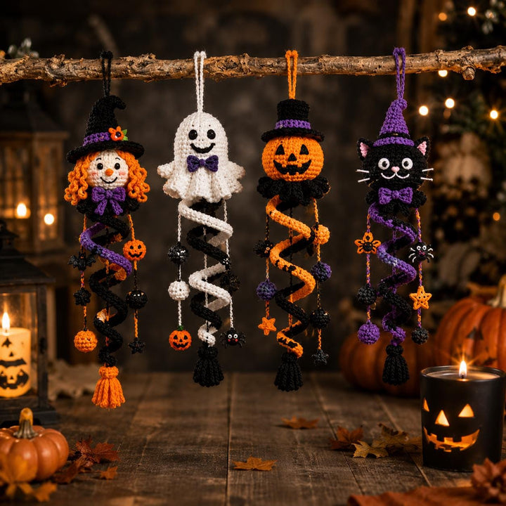 4 in 1 Halloween Spiral Ornament Crochet Pattern