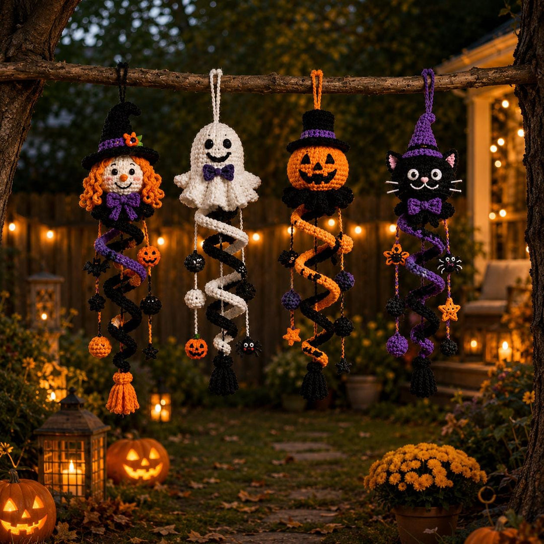 4 in 1 Halloween Spiral Ornament Crochet Pattern