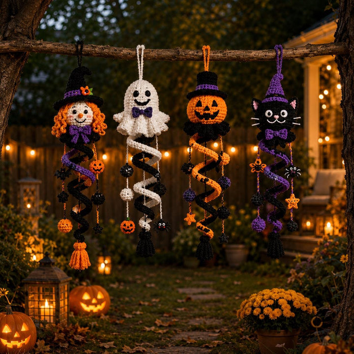 4 in 1 Halloween Spiral Ornament Crochet Pattern