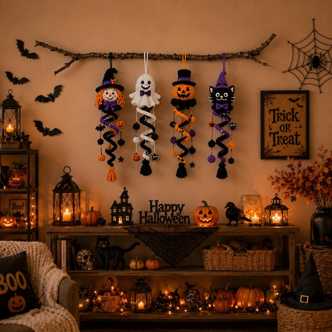 4 in 1 Halloween Spiral Ornament Crochet Pattern