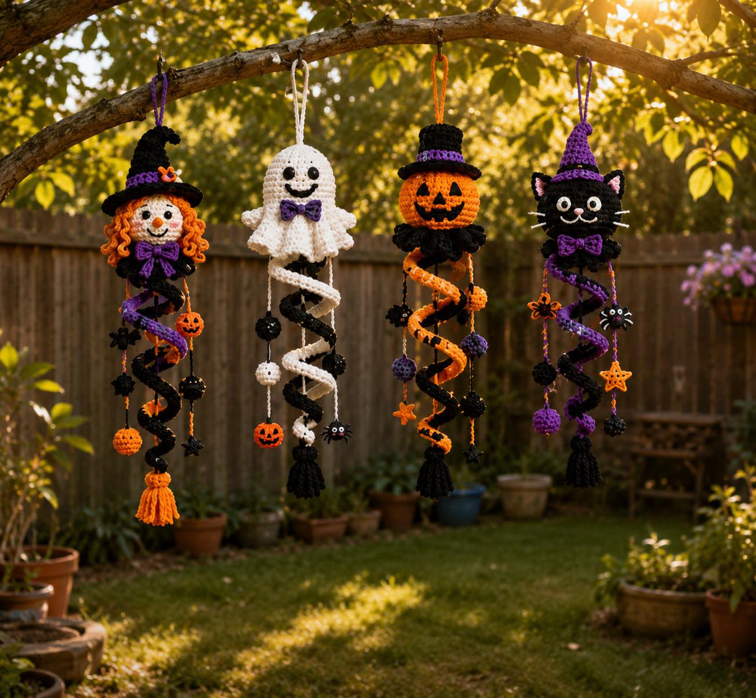 4 in 1 Halloween Spiral Ornament Crochet Pattern
