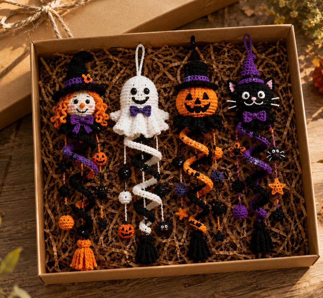 4 in 1 Halloween Spiral Ornament Crochet Pattern