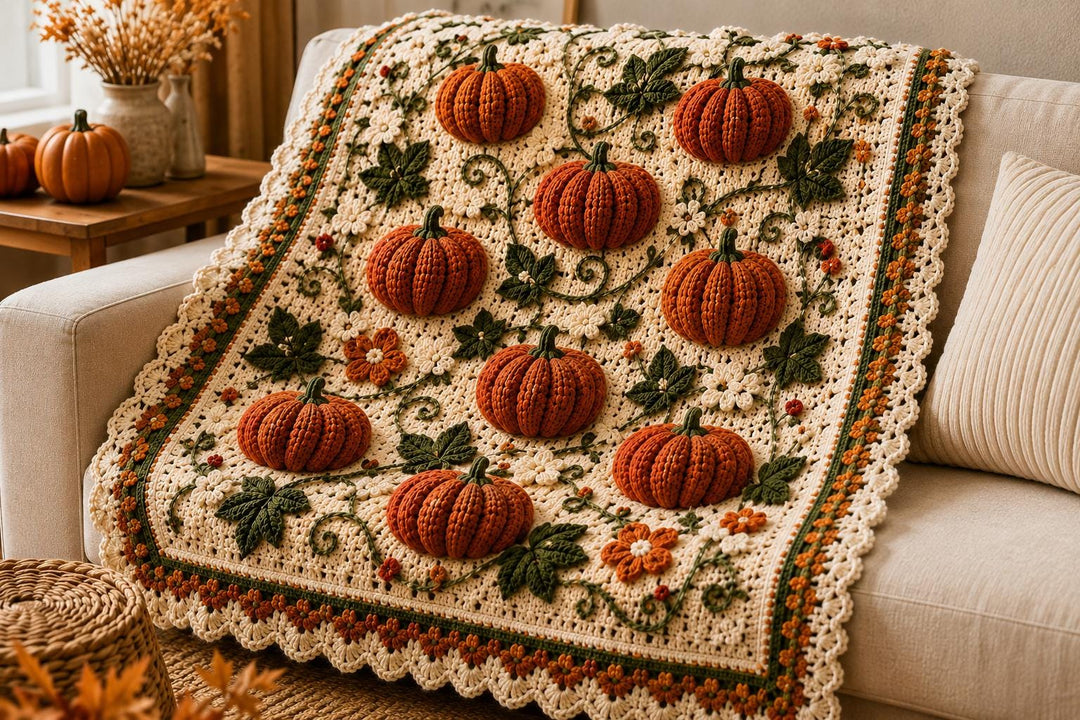 Pumpkin Harvest Afghan Crochet Pattern