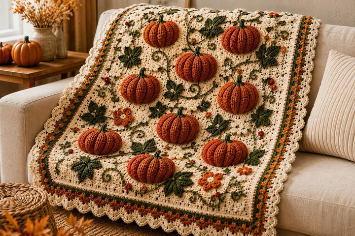 Pumpkin Harvest Afghan Crochet Pattern