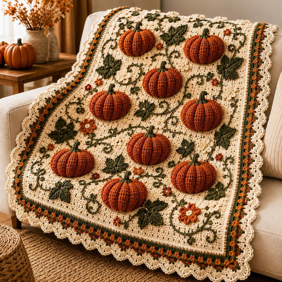 Pumpkin Harvest Afghan Crochet Pattern