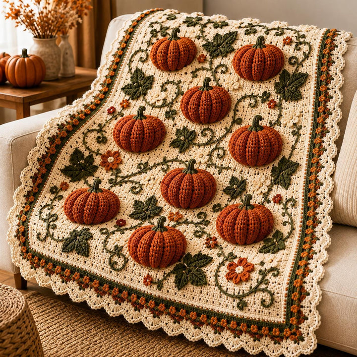 Pumpkin Harvest Afghan Crochet Pattern