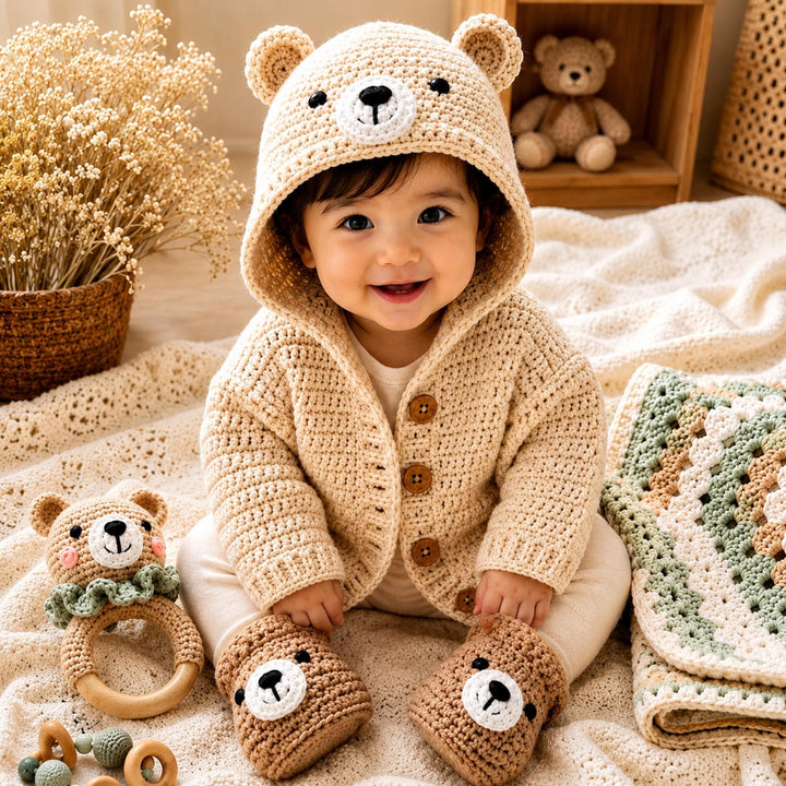 Hooded Bear Cardigan Crochet Pattern