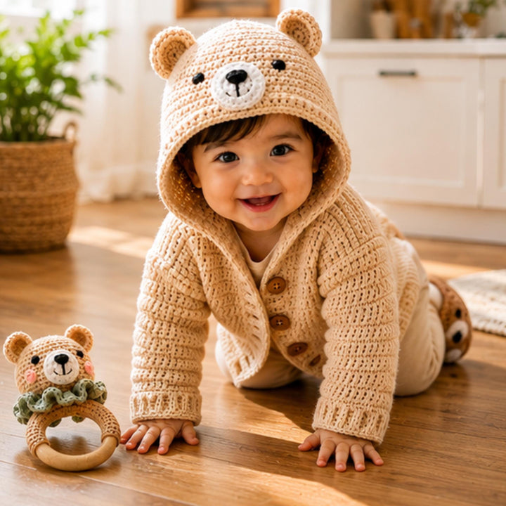 Hooded Bear Cardigan Crochet Pattern