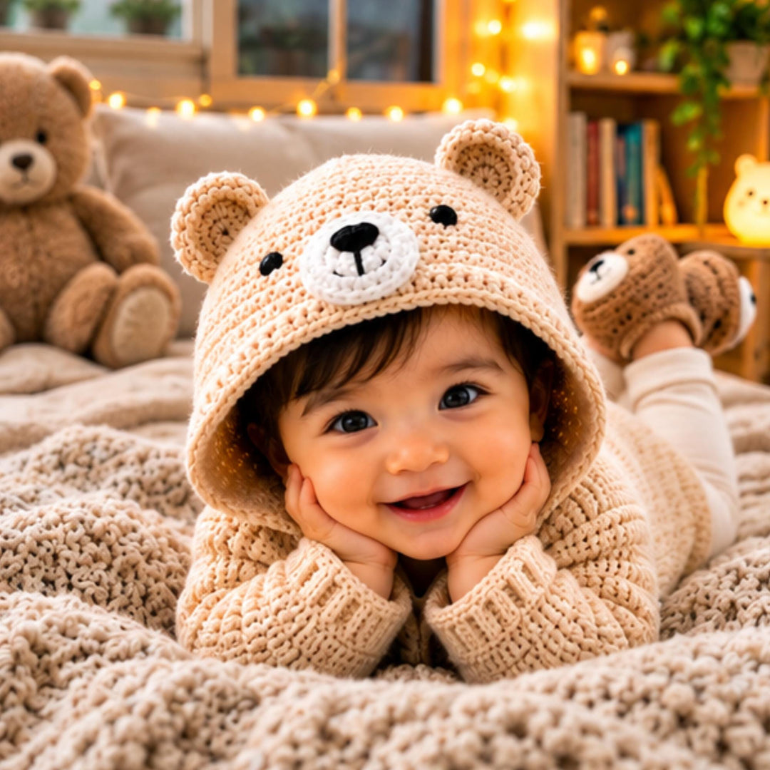 Hooded Bear Cardigan Crochet Pattern