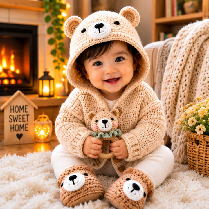 Hooded Bear Cardigan Crochet Pattern