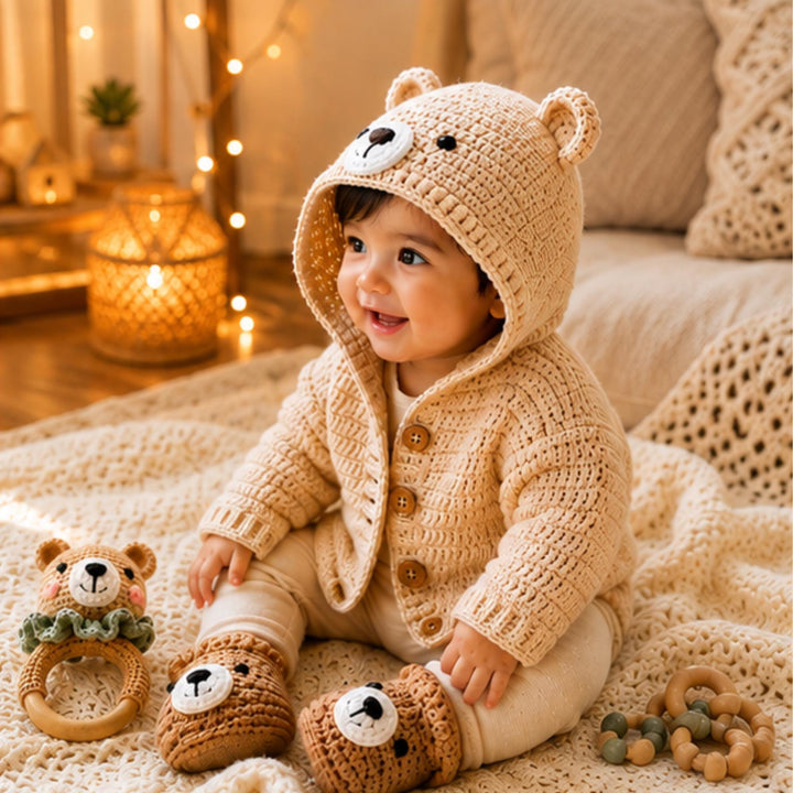 Hooded Bear Cardigan Crochet Pattern