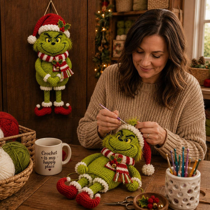 Grinch Snowman Wall Hanging Crochet Pattern