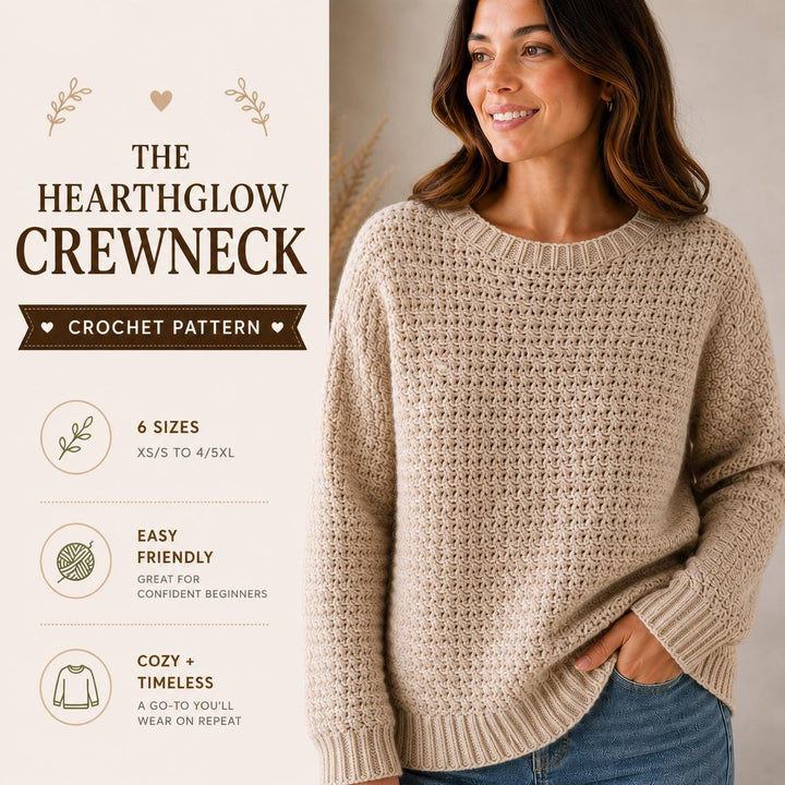 Cozy Women's Crewneck Sweater Crochet Pattern