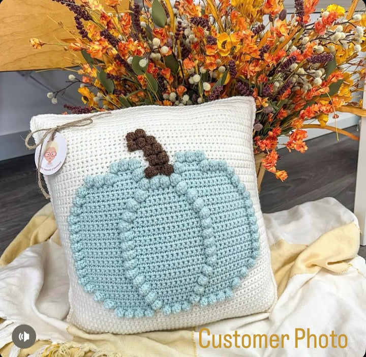 Bobble Pumpkin Pillow Crochet Pattern