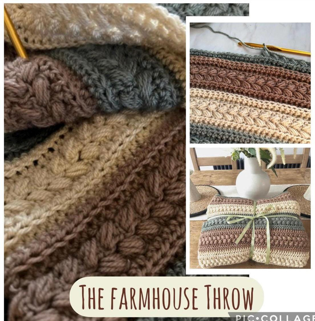Rustic Farmhouse Textured Throw Crochet Pattern