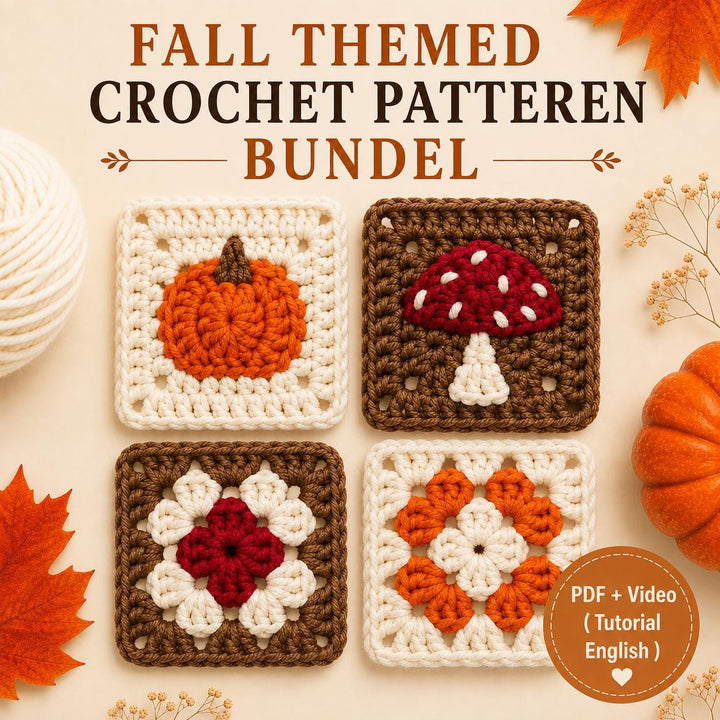 4 in 1 Pumpkin Granny Square Crochet Pattern