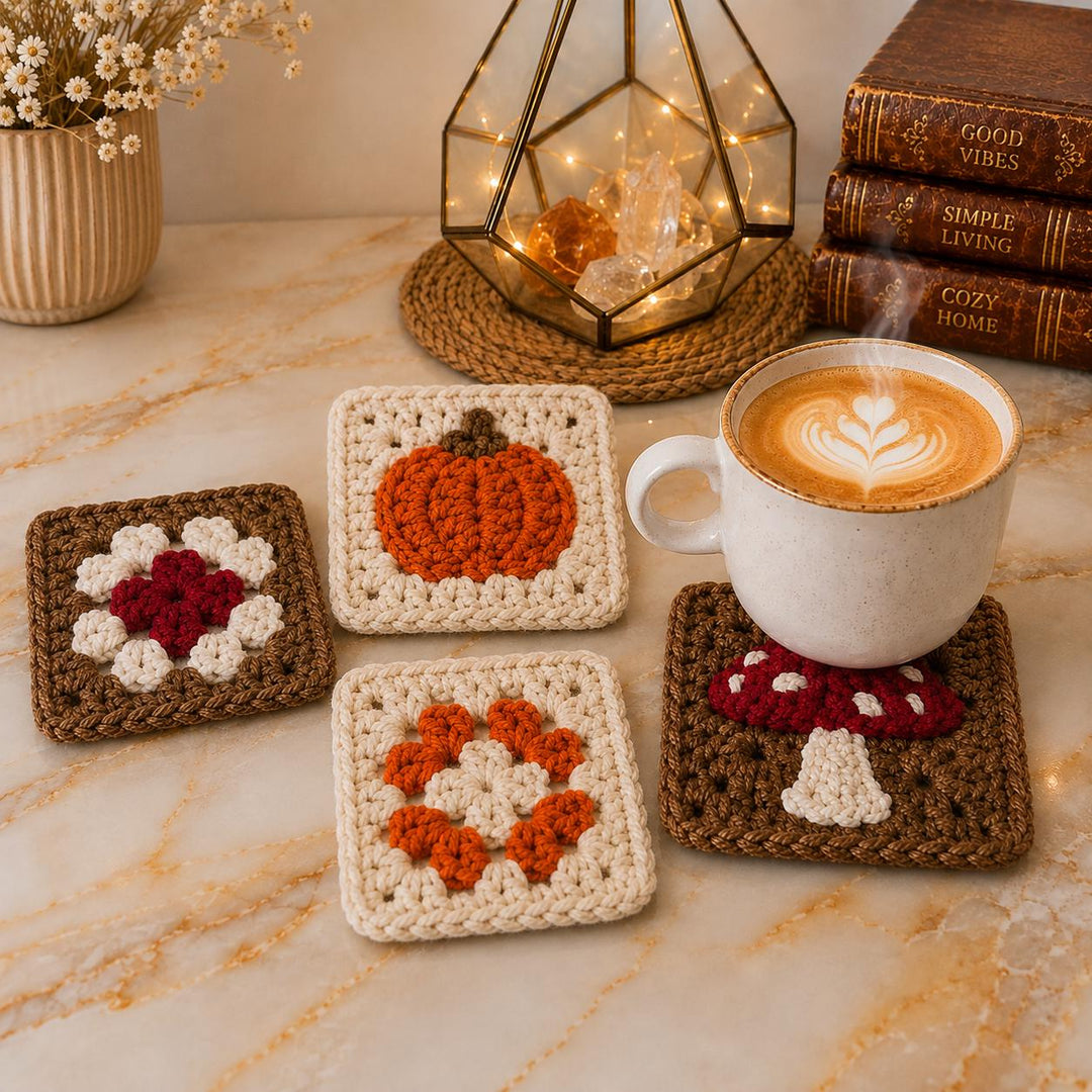 4 in 1 Pumpkin Granny Square Crochet Pattern