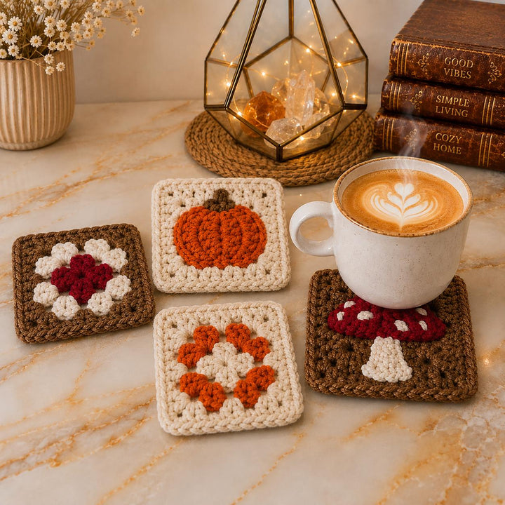 4 in 1 Pumpkin Granny Square Crochet Pattern