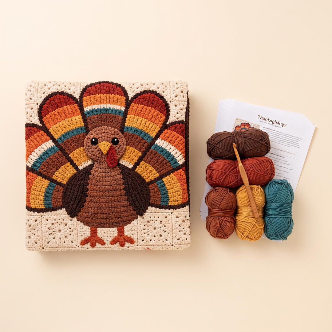 Beginner Thanksgiving Turkey Blanket Crochet Pattern