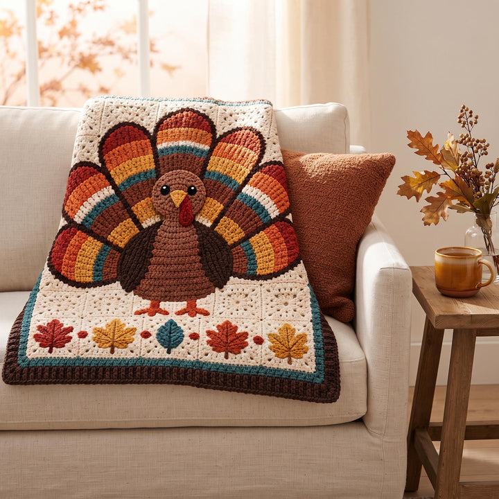 Beginner Thanksgiving Turkey Blanket Crochet Pattern
