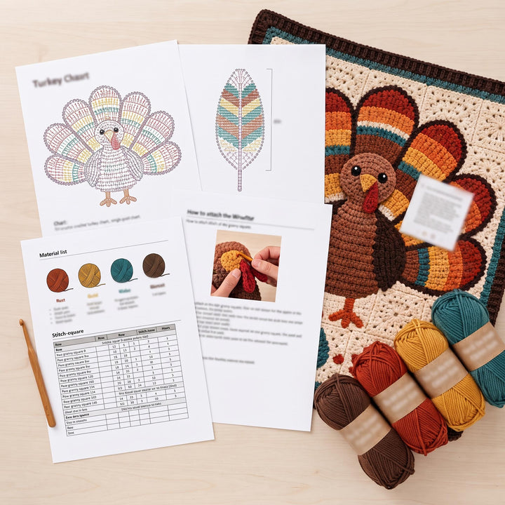 Beginner Thanksgiving Turkey Blanket Crochet Pattern