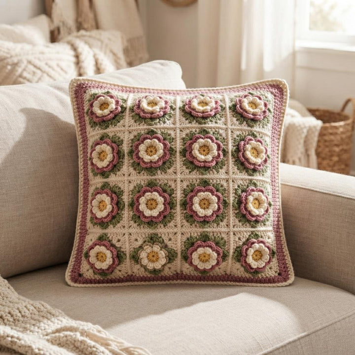 3D Floral Petals Granny Square Crochet Pattern