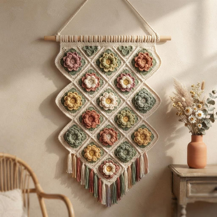 3D Floral Petals Granny Square Crochet Pattern