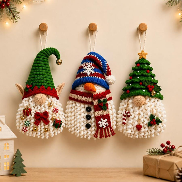 3 in 1 Christmas Gnome Door Hanger Crochet Pattern