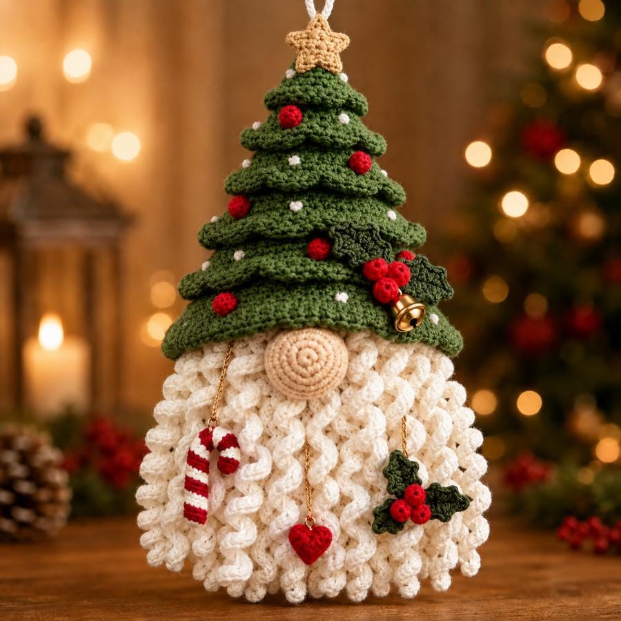 3 in 1 Christmas Gnome Door Hanger Crochet Pattern