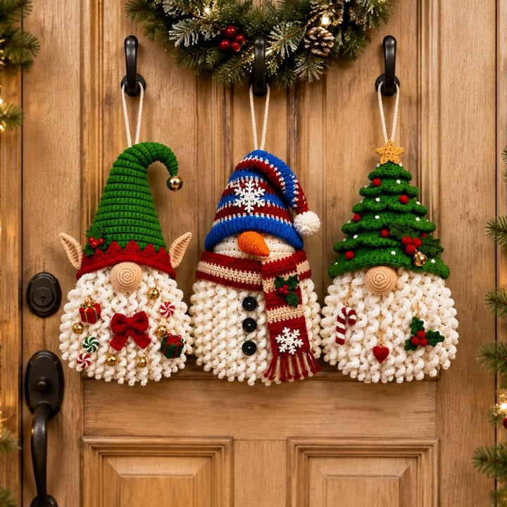 3 in 1 Christmas Gnome Door Hanger Crochet Pattern