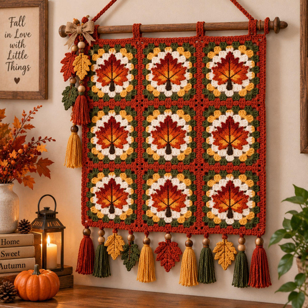Maple Leaf Fall Granny Square Crochet Pattern