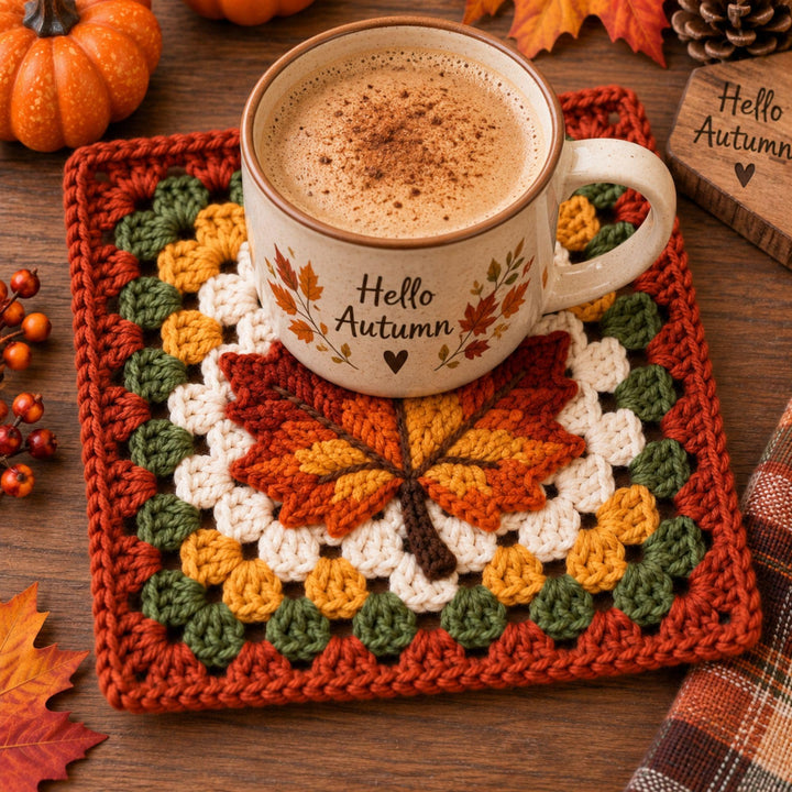 Maple Leaf Fall Granny Square Crochet Pattern