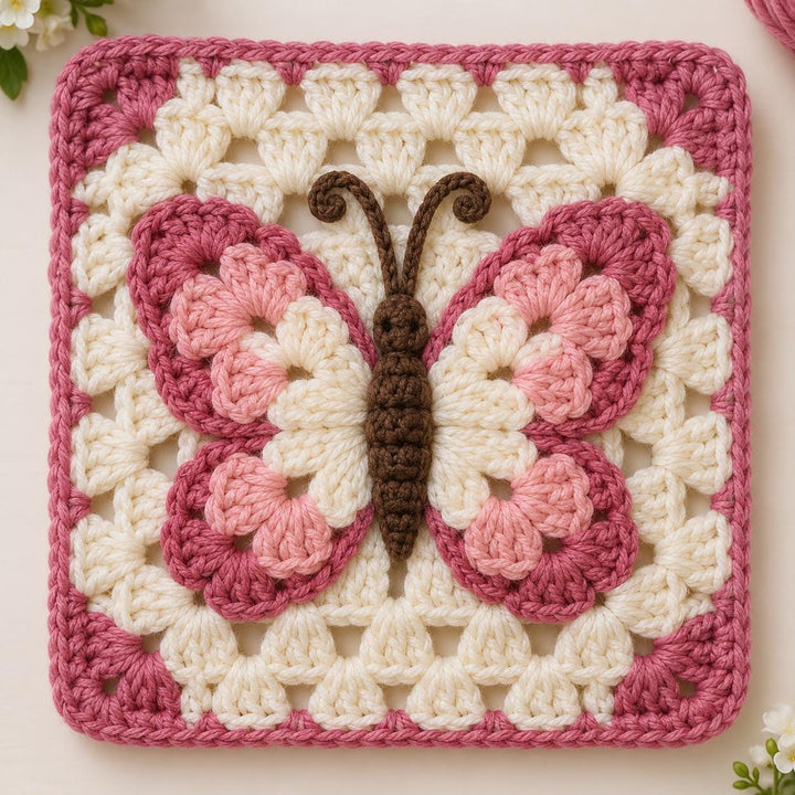 3D Butterfly Floral Granny Square Crochet Pattern