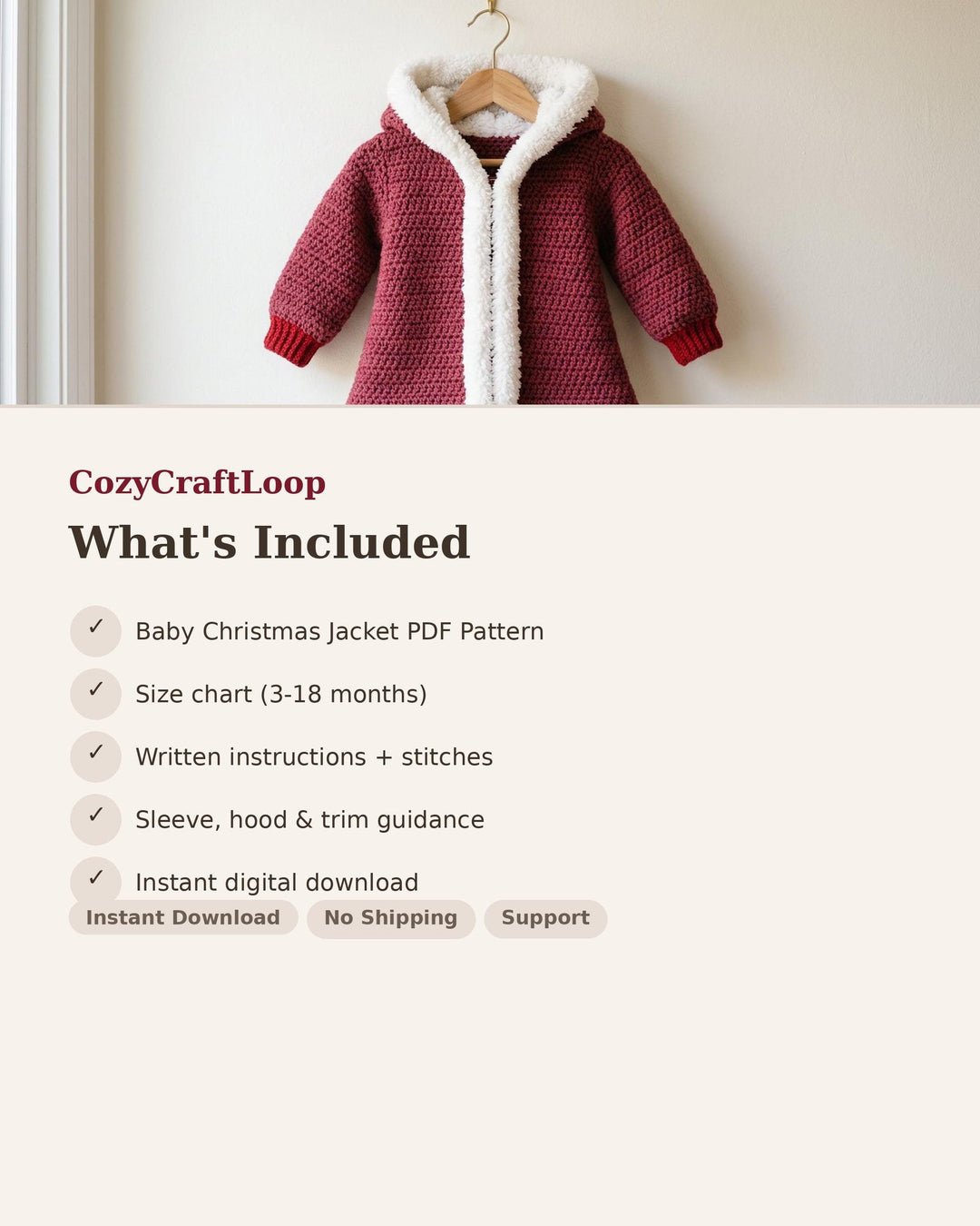 Baby Christmas Jacket Crochet Pattern