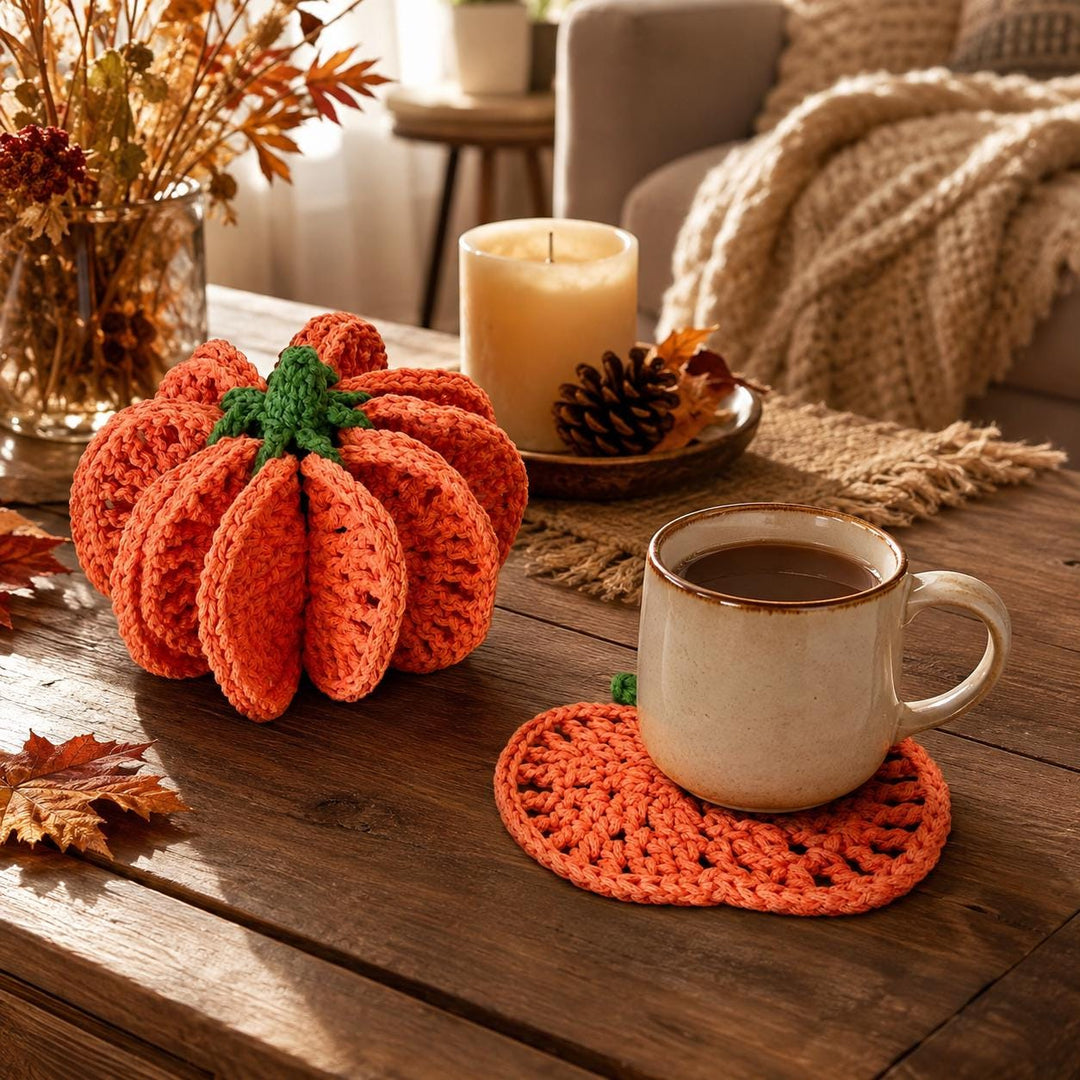 Pumpkin Coaster Set Crochet Pattern