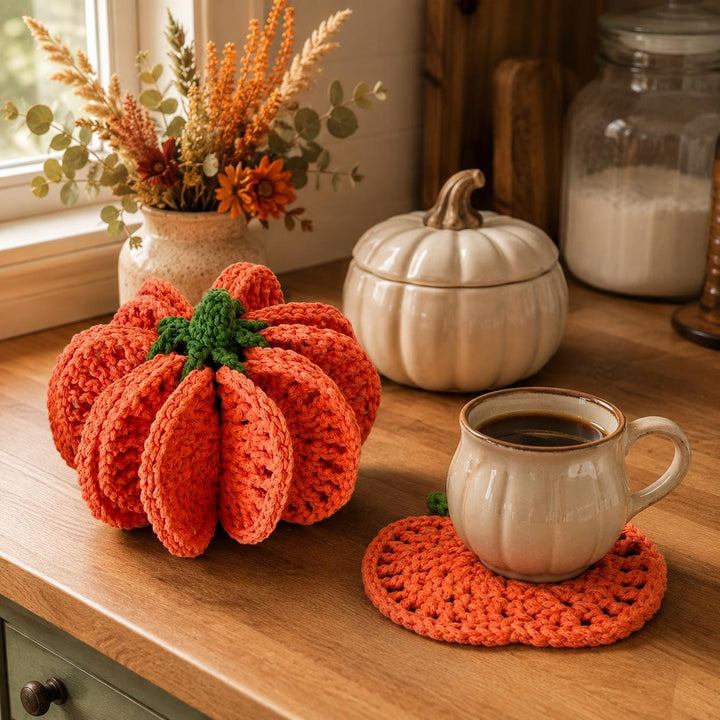 Pumpkin Coaster Set Crochet Pattern