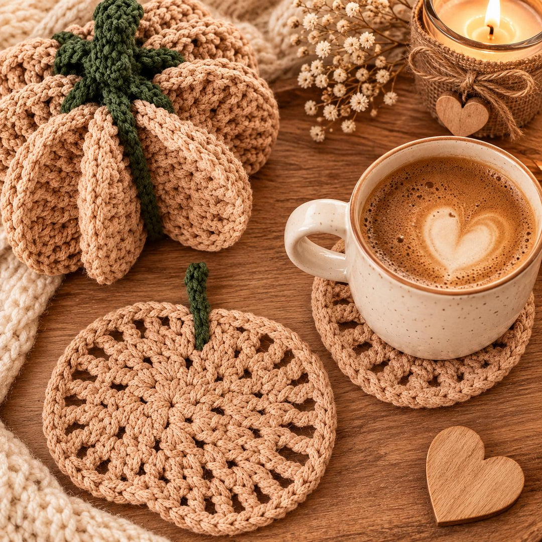 Pumpkin Coaster Set Crochet Pattern