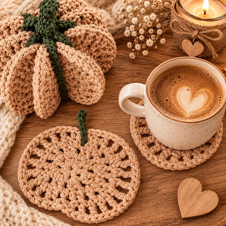Pumpkin Coaster Set Crochet Pattern