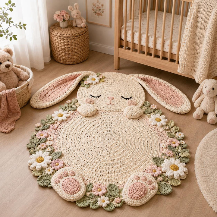 Bunny Floral Play Mat Crochet Pattern
