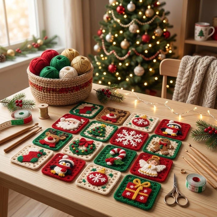 12 in 1 Christmas Granny Square Crochet Pattern V2