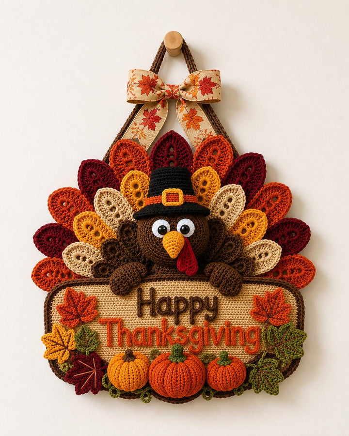 Thanksgiving Turkey Door Hanger Crochet Pattern
