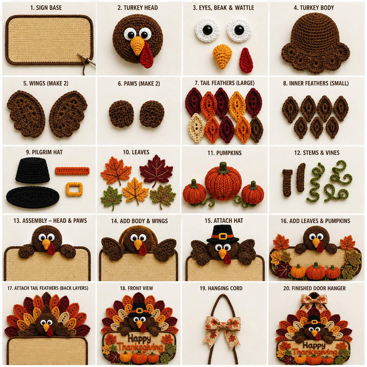 Thanksgiving Turkey Door Hanger Crochet Pattern