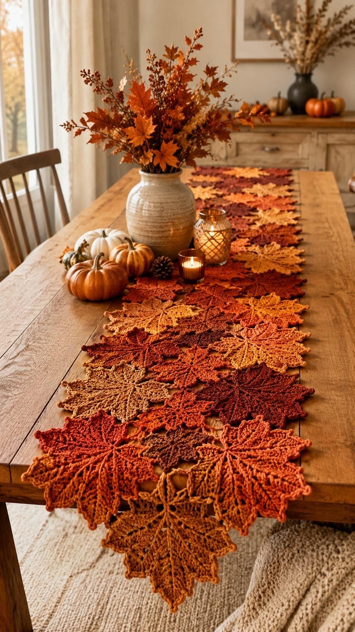 Autumn Maple Leaf Table Runner Crochet Pattern V2