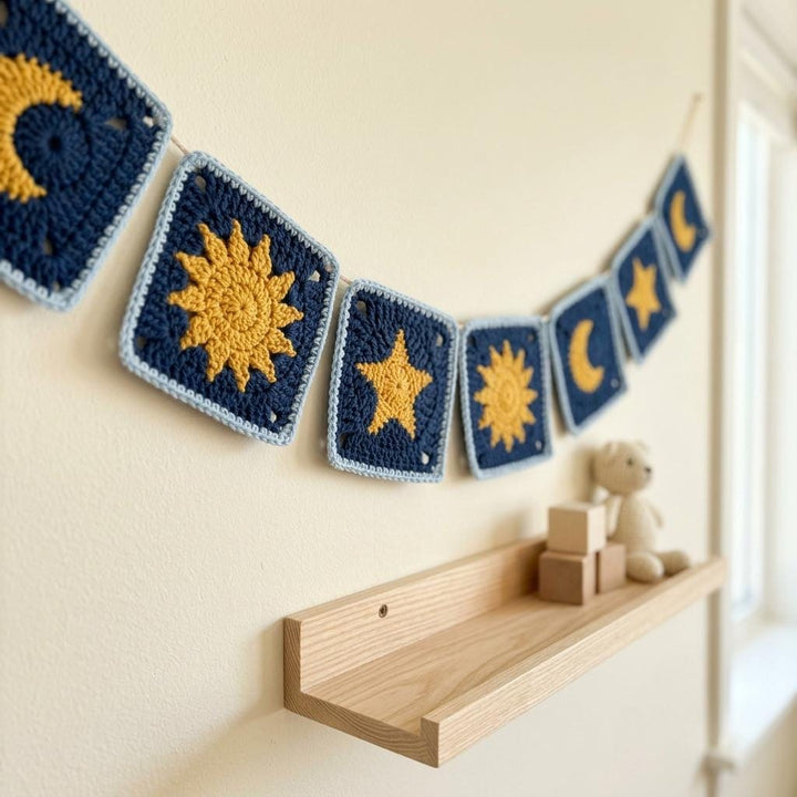 3 in 1 Sun Moon Star Granny Square Crochet Pattern