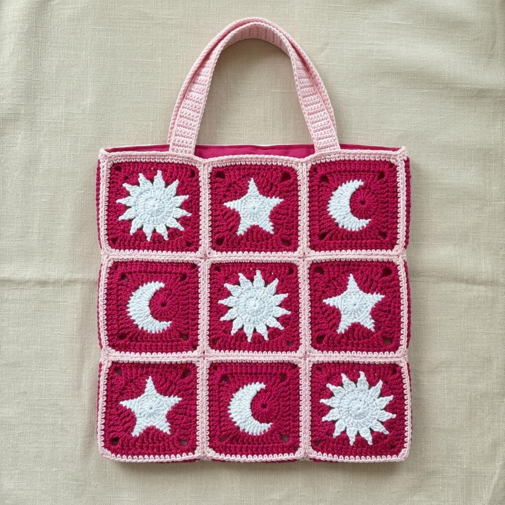 3 in 1 Sun Moon Star Granny Square Crochet Pattern