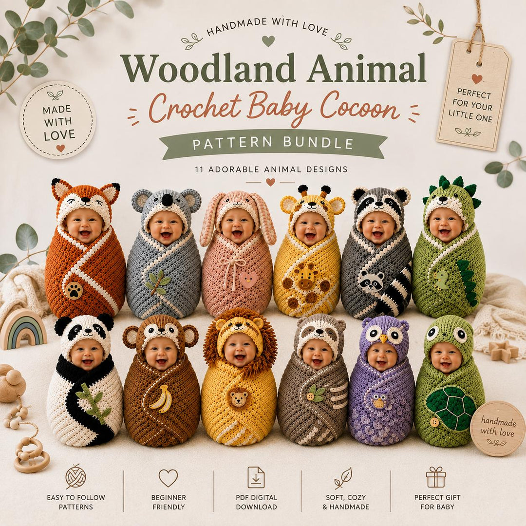 11 in 1 Woodland Animal Cocoon Crochet Pattern