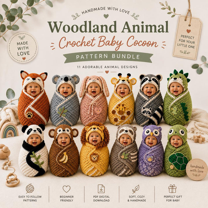 11 in 1 Woodland Animal Cocoon Crochet Pattern