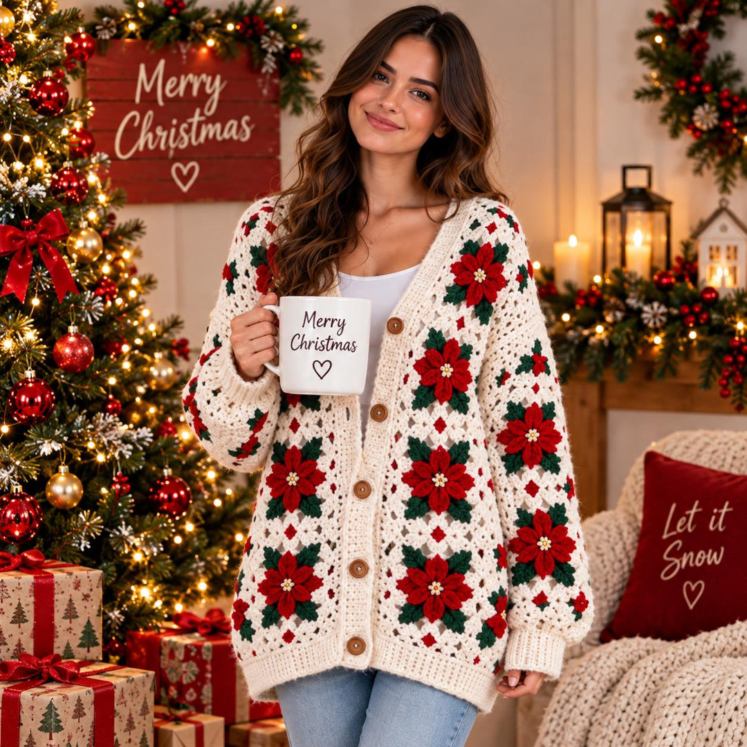 Christmas Granny Square Cardigan Crochet Pattern