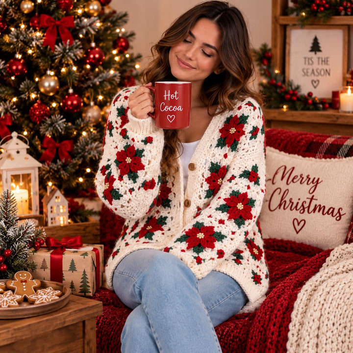 Christmas Granny Square Cardigan Crochet Pattern