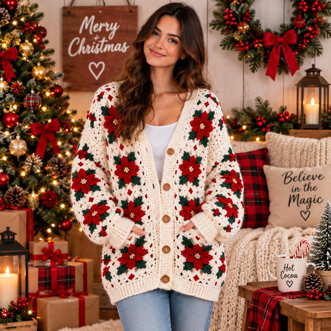 Christmas Granny Square Cardigan Crochet Pattern
